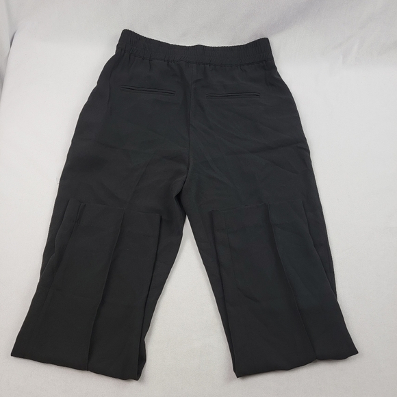 NWOT H&M crease front elastic waist high-waisted tapered leg black pant - Picture 6 of 8